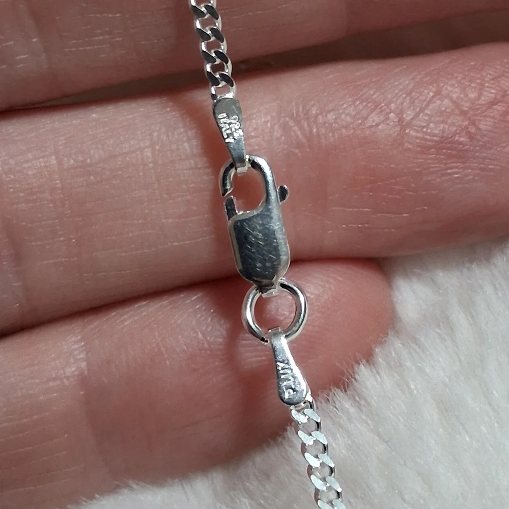 Solid 925 Ster. Silver 16" Italian Made 2mm Cuban Chain - Picture 4 of 4